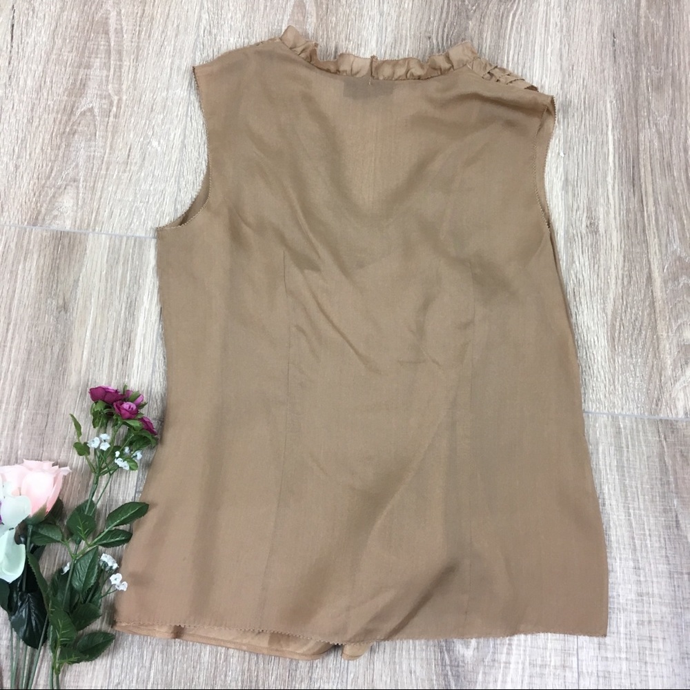 Grace Dane Lewis 100% Silk Carmel Ruffle Tank Cami - Picture 2 of 6